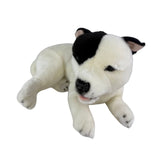 Bocchetta Loki 35cm Lying Staffy Plush Toy - White/Black (Realistic Stuffed Animal Dog Gift)