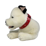Bocchetta Loki 35cm Lying Staffy Plush Toy - White/Black (Realistic Stuffed Animal Dog Gift)