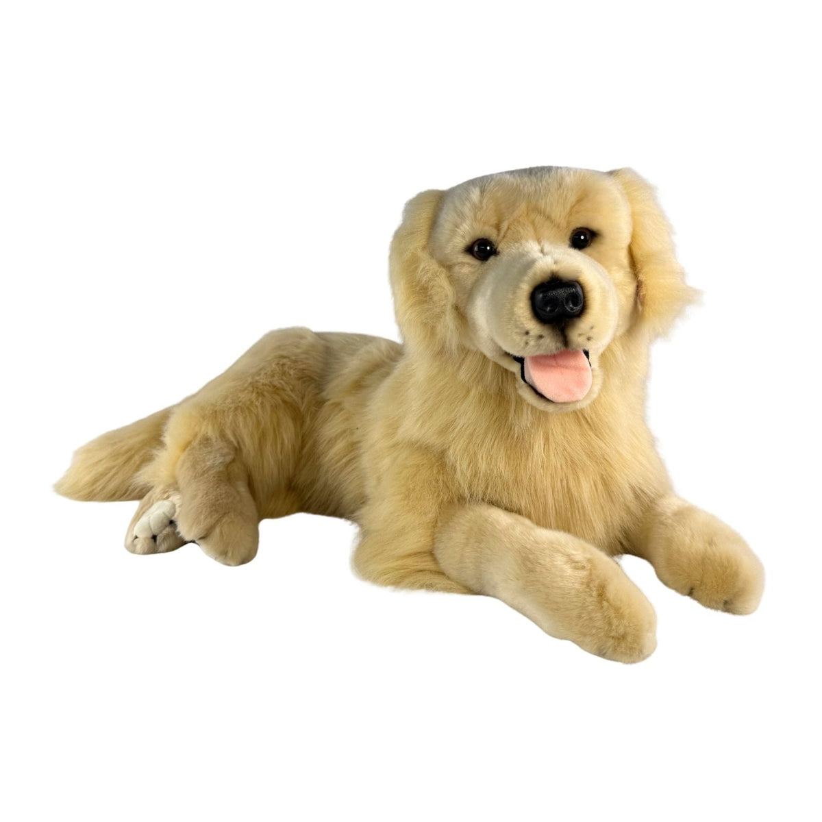 Bocchetta Luna 62cm Lying Golden Retriever with Satin Pocket Plush Toy (Realistic Stuffed Animal Dog Gift)
