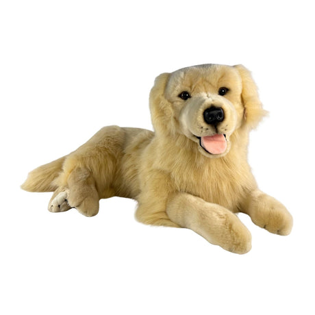 Bocchetta Luna 62cm Lying Golden Retriever with Satin Pocket Plush Toy (Realistic Stuffed Animal Dog Gift)