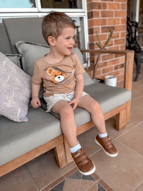 BILLYCART Archie Kids Wide-Fit Barefoot First Walker Sneakers - Tan Brown (Shoes/Boots)
