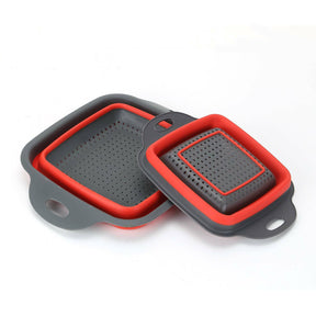 Collapsible Silicone Square Draining Basket - Fruit & Vegetable Folding Colander