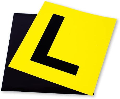 2x Magnetic LEARNER L PLATES Car Window Signs in Yellow/Black
