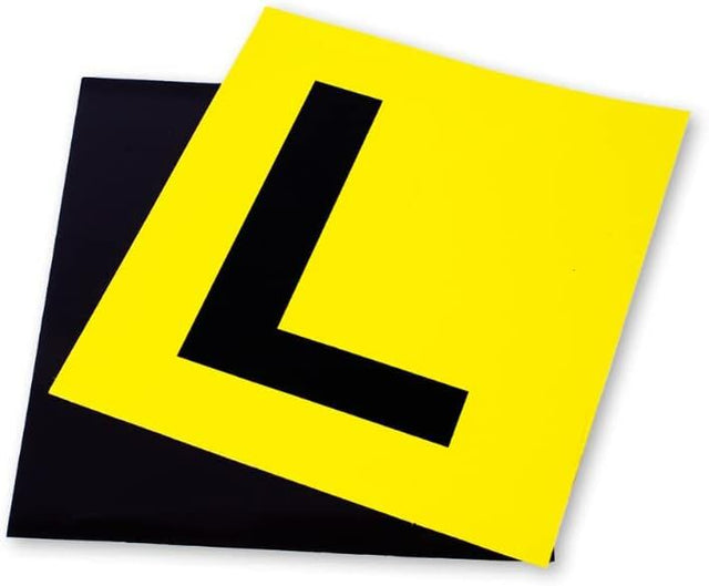 2x Magnetic LEARNER L PLATES Car Window Signs in Yellow/Black