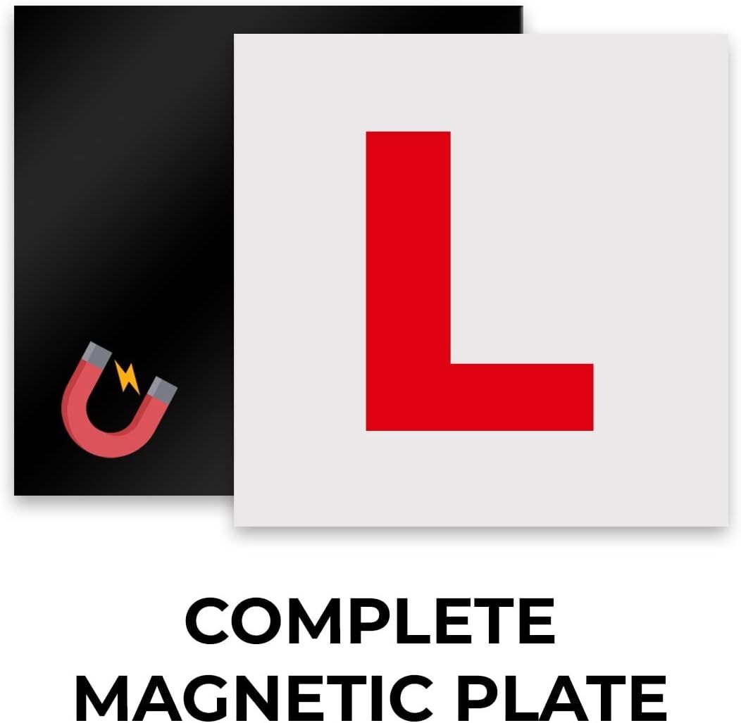 2x Magnetic RED L PLATES Car Window Signs 