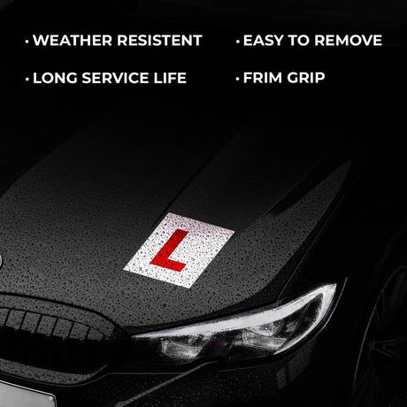 2x Magnetic RED L PLATES Car Window Signs 