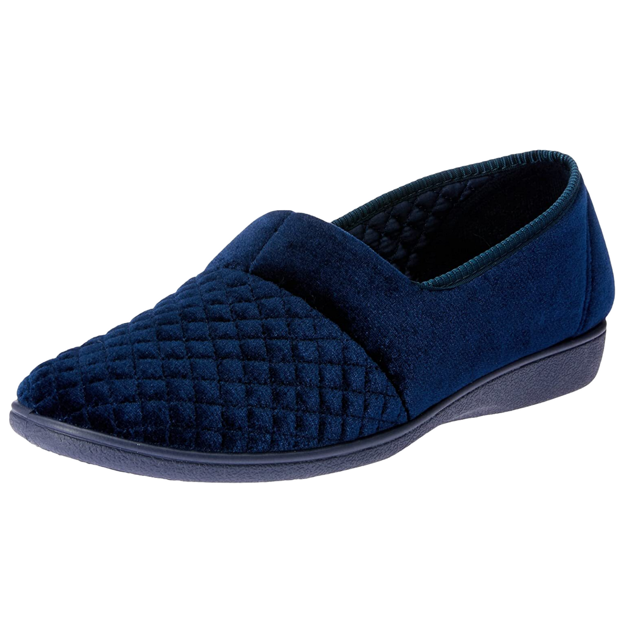 Marcy 2 Womens Slippers Slip On Indoor Outdoor Quilted Moccasins - Deep Navy