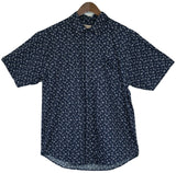 Mens Marine Anchor 100% Cotton Short Sleeve Shirt - Navy Blue (Surf Party Vintage)