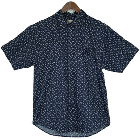 Mens Marine Anchor 100% Cotton Short Sleeve Shirt - Navy Blue (Surf Party Vintage)