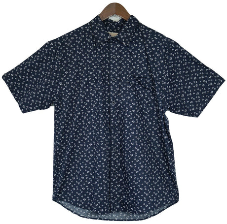 Mens Marine Anchor 100% Cotton Short Sleeve Shirt - Navy Blue (Surf Party Vintage)