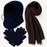 3pc Mens Winter Set - Fleece Balaclava, Scarf & Fingerless Gloves