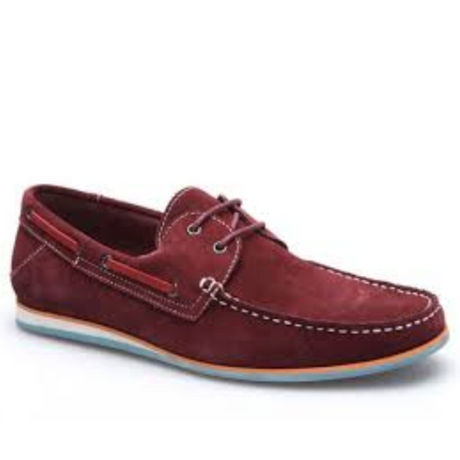 Massa Fano Mens Casual Suede Boat Shoes - Burgundy