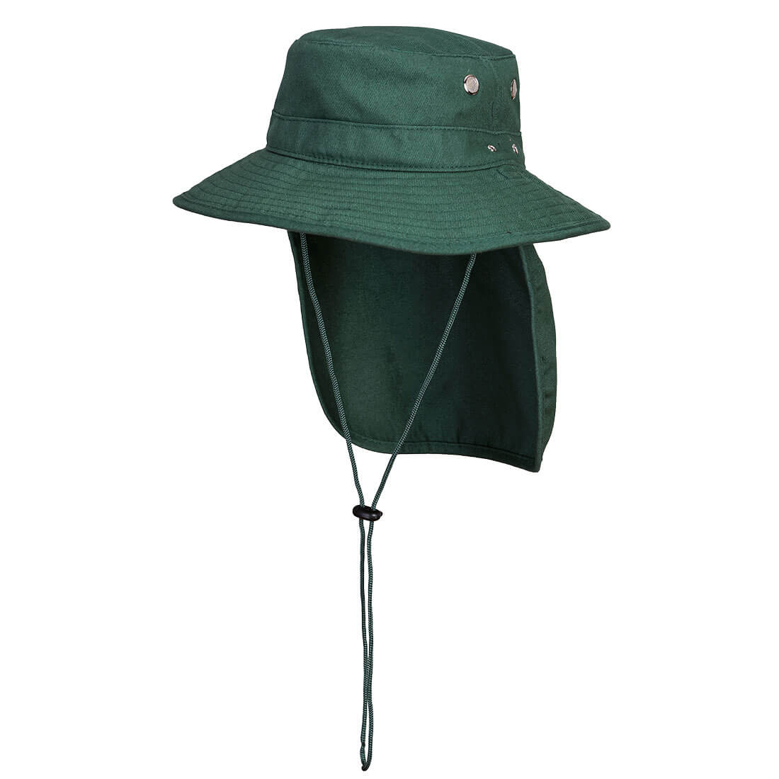 PORTWEST Premium 100% Cotton Wide Brim Hat w Legionnaires Flap Hi Vis Work - Green - XXL/3XL