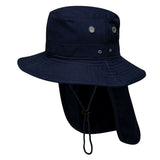 PORTWEST Premium 100% Cotton Wide Brim Hat w Legionnaires Flap Hi Vis Work - Navy - XXL/3XL