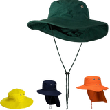 PORTWEST Premium 100% Cotton Wide Brim Hat w Legionnaires Flap Hi Vis Work - Green