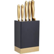 Mastercraft 6 Piece Brass Finish Stainless Steel Knife Block Set - Black/Brass