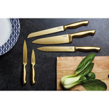 Mastercraft 6 Piece Brass Finish Stainless Steel Knife Block Set - Black/Brass