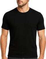 Mens 100% Pure Merino Wool Crew Neck Black T-Shirt - Short Sleeve Thermal Top Underwear