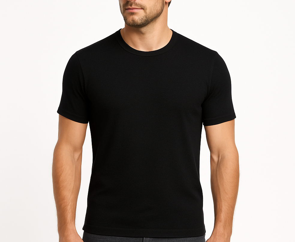 Mens 100% Pure Merino Wool Crew Neck Short Sleeve Top T Shirt Thermal Underwear - Black
