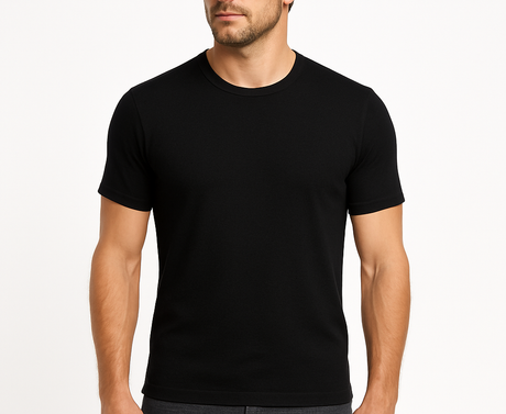 Mens 100% Pure Merino Wool Crew Neck Short Sleeve Top T Shirt Thermal Underwear - Black
