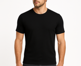 Mens 100% Pure Merino Wool Crew Neck Short Sleeve Top T Shirt Thermal Underwear - Black