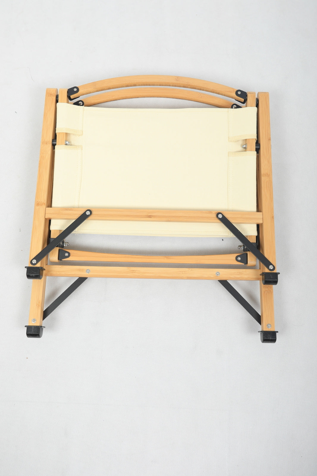 Bamboo Canvas Foldable Outdoor Camping Chair Wooden Travel Picnic Park - Khaki/Light Beige