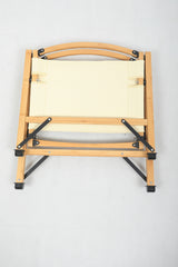 Bamboo Canvas Foldable Outdoor Camping Chair Wooden Travel Picnic Park - Khaki/Light Beige