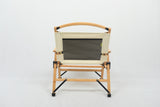 Bamboo Canvas Foldable Outdoor Camping Chair Wooden Travel Picnic Park - Khaki/Light Beige