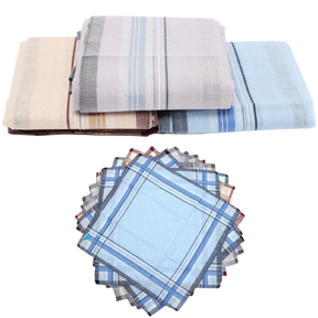 Mens HANDKERCHIEFS 100% Cotton/Terylene Pocket Square Hanky Handkerchief 35x35cm - 4 Hankies