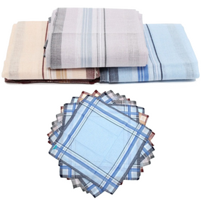 12x Mens Handkerchiefs Bulk - 100% Cotton Hankies/Pocket Square (35x35cm)