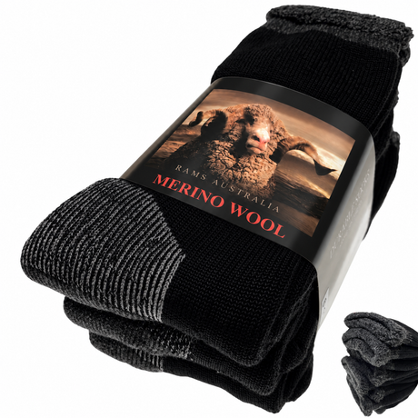 3 Pairs Heavy Duty Merino Wool Work Crew Socks Extra Thick Cushion (Size 6-11)