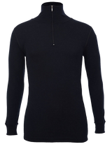 100% Wool MERINO SKINS Mens Half Zip Long Sleeve Thermal Underwear T-Shirt Top - Natural