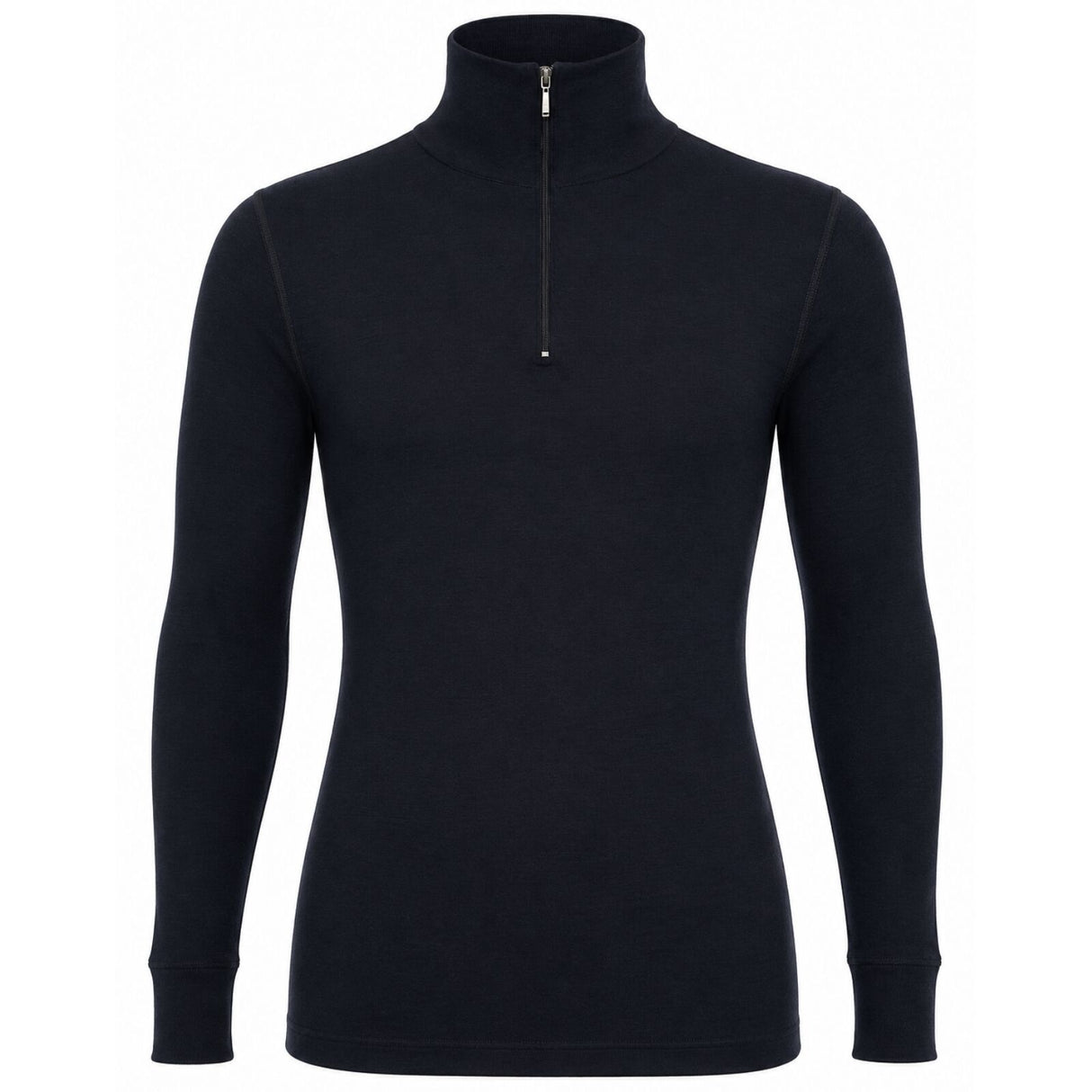 Merino Skins 100% Merino Wool Thermal Half Zip Top - Black (Long Sleeve)