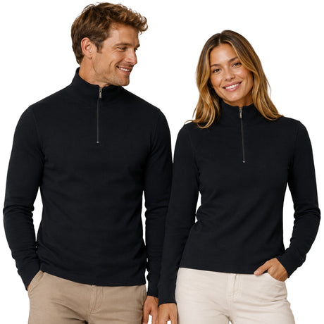 Merino Skins 100% Merino Wool Thermal Half Zip Top - Black (Long Sleeve)