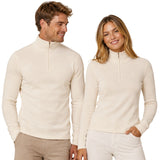Merino Skins 100% Merino Wool Thermal Top Half Zip Long Sleeve Unisex - Natural - XX-Large (111cm)