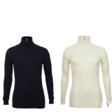 100% Wool MERINO SKINS Mens Half Zip Long Sleeve Thermal Underwear T-Shirt Top - Black