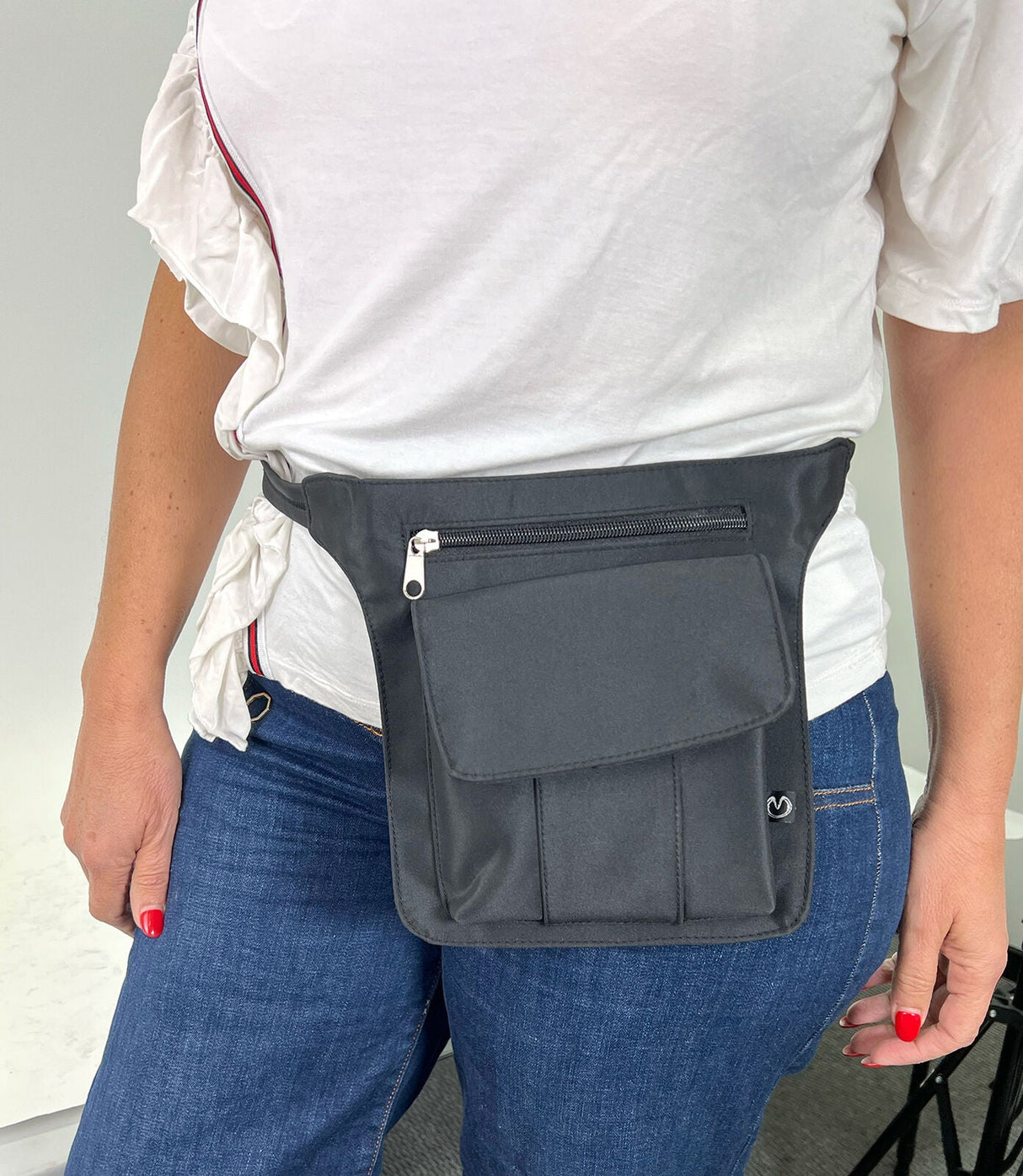 Milleni Waist Belt Bum Bag - Black (Utility Travel Adjustable Strap Belt w/ Zipper)