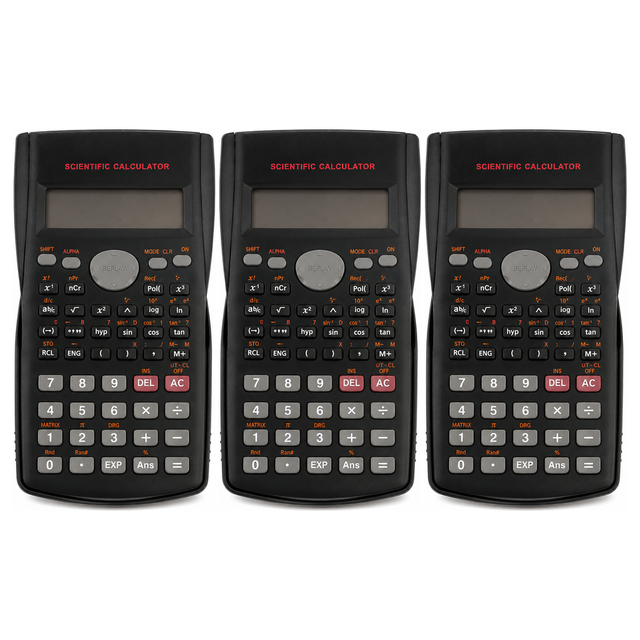 3x Scientific Calculator Pack - Maths Student/School/Office (Battery Powered)