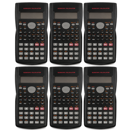 6x Scientific Calculator Bulk Pack - Maths Student/School/Office (Battery Powered)