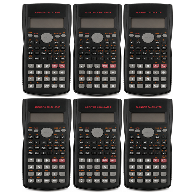 6x Scientific Calculator Bulk Pack - Maths Student/School/Office (Battery Powered)