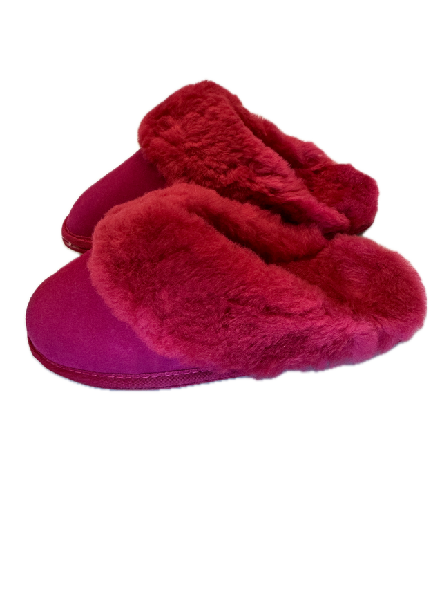 100% Sheepskin Moccasin Slippers Winter Genuine Scuffs Slip On UGG in Red
