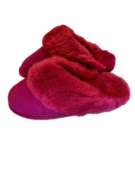 100% Sheepskin Moccasin Slippers Winter Genuine Scuffs Slip On UGG in Red