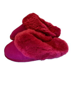 100% Sheepskin Womens Red Slippers (Slip-On Winter UGG Scuffs)