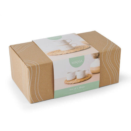 Mikasa Farmhouse Star Stoneware Mugs 380ml Set of 2 - White Cream