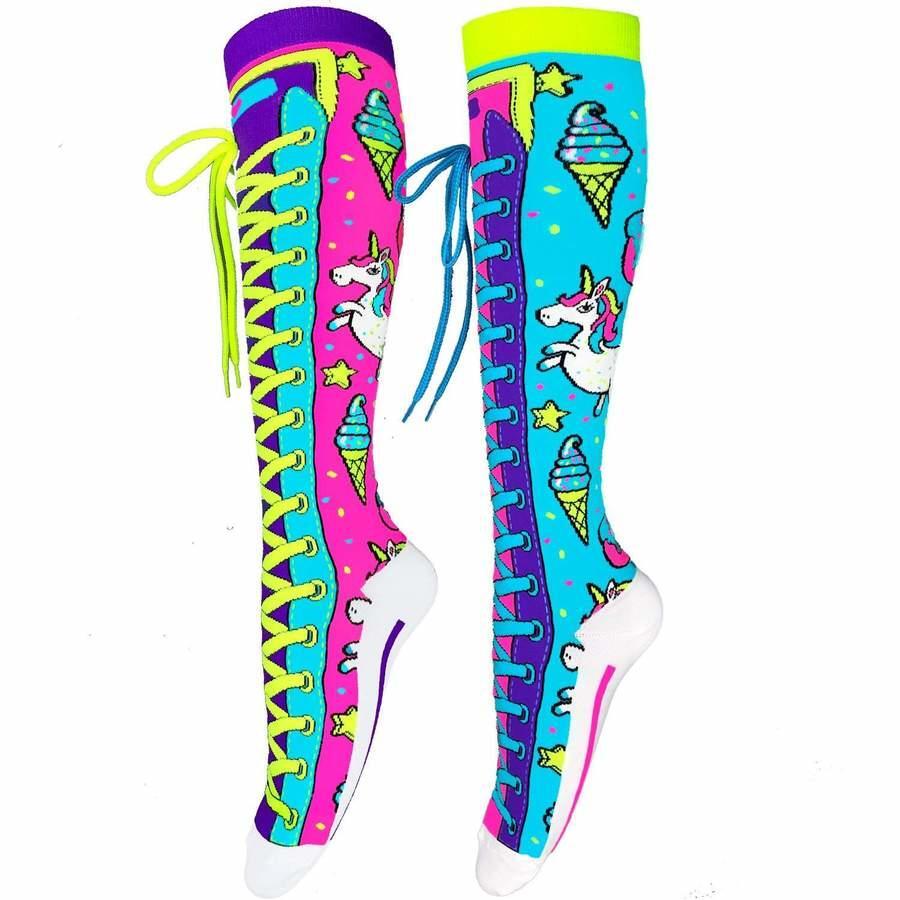 MADMIA Unicorn Girls Knee High Socks - Kids & Adults Ages 6-99 (Crazy Sock Day)