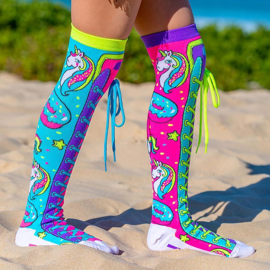 MADMIA Unicorn Girls Knee High Socks - Kids & Adults Ages 6-99 (Crazy Sock Day)