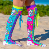 MADMIA Unicorn Girls Knee High Socks - Kids & Adults Ages 6-99 (Crazy Sock Day)