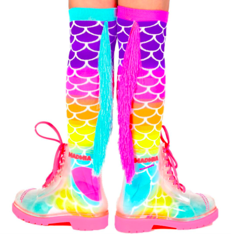 MADMIA Mermaid Knee High Socks - Toddlers Ages 3-5 (Crazy Sock Day)
