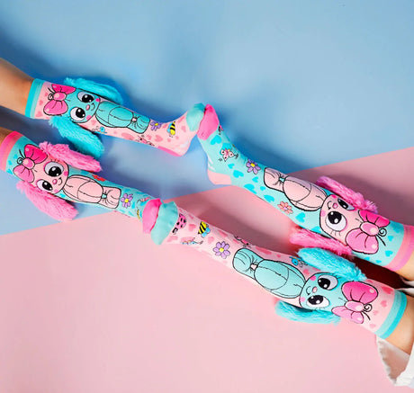 MADMIA 2-Pack Bunny & Hello Kitty Knee High Socks - Kids & Adults Ages 6-99 (Crazy Sock Day)