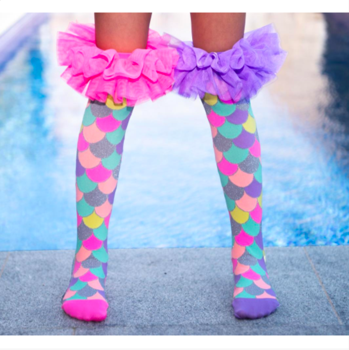 MADMIA Mermaid Frills Knee High Socks - Toddlers Ages 3-5 (Crazy Sock Day)